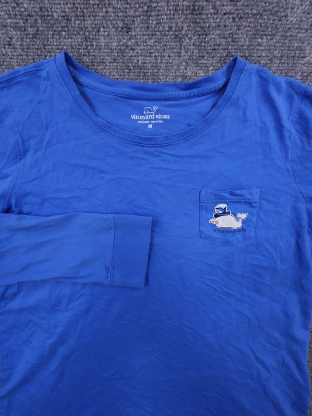 Vineyard Vines Woman's Medium Christmas Whale 2016 Blue Long Sleeve Tshirt